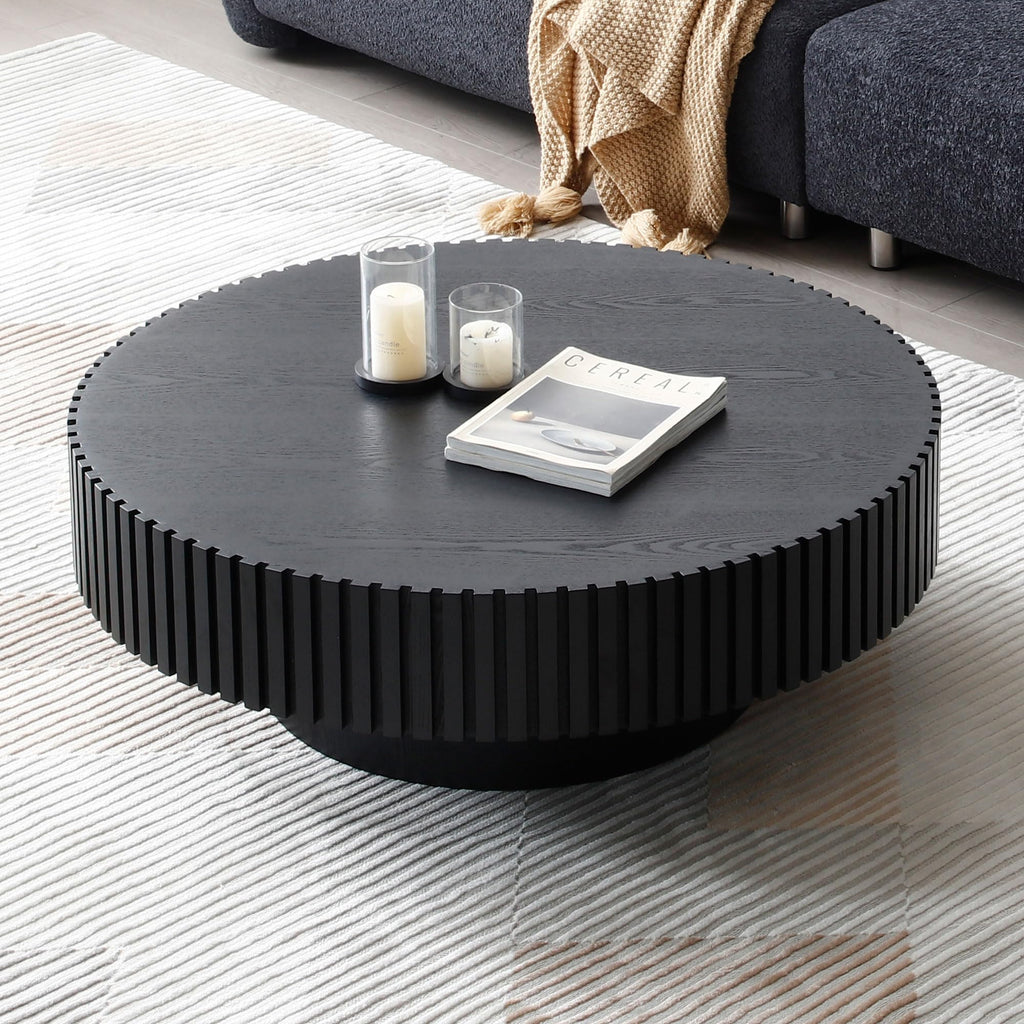 Matt Black Round Nesting Wood Coffee Table K824472