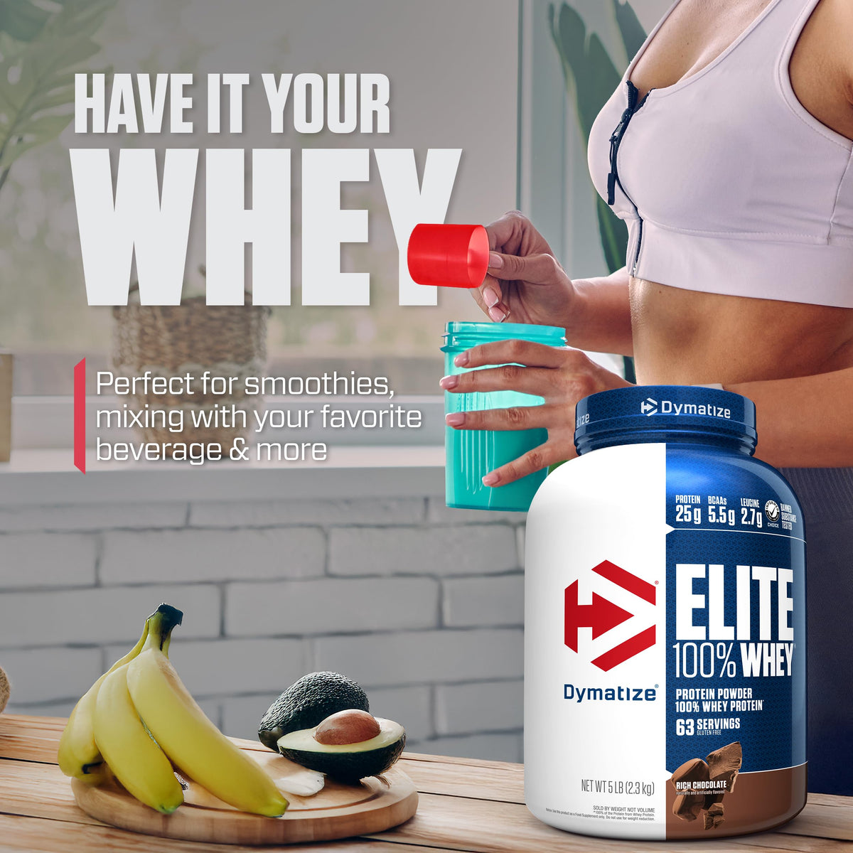 100% Whey Protein Powder, 25g Protein, Rich Chocolate, 5 Pound R77210