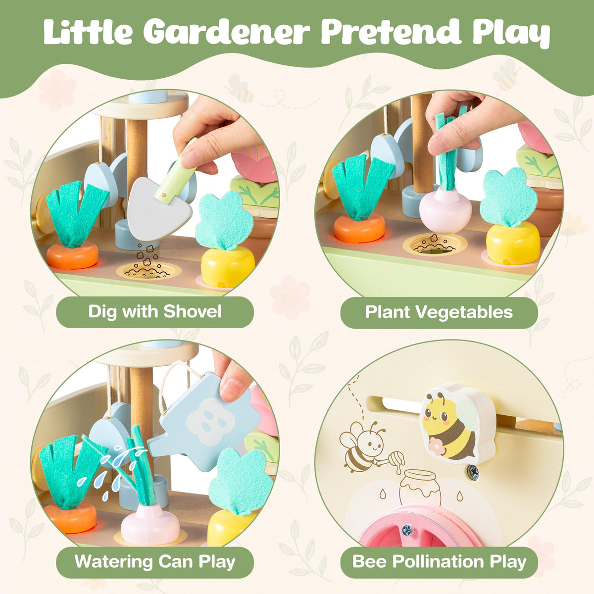 Wooden Baby Walker, 10-in-1 Activity Center Toys, Green M204