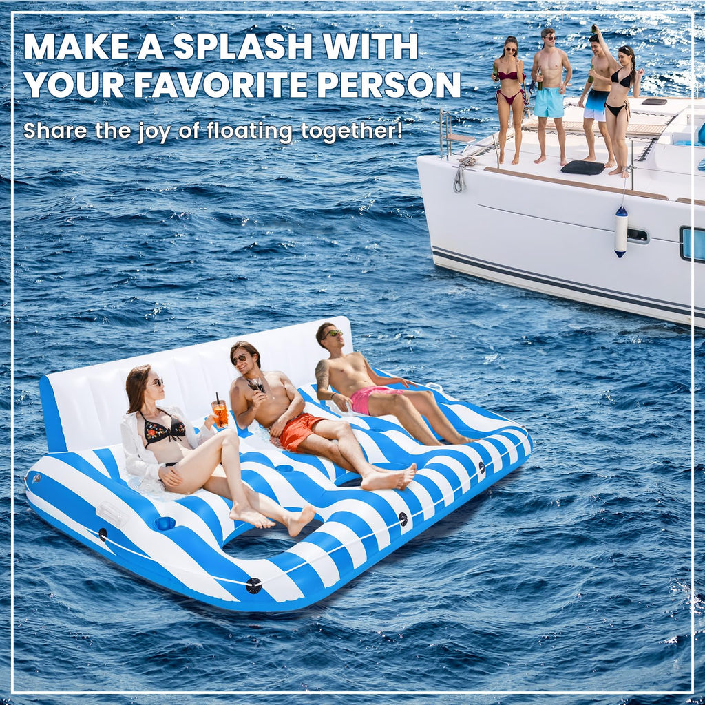 Inflatable Pool Lounger Float with Handles and Cup Phone Holder E735167
