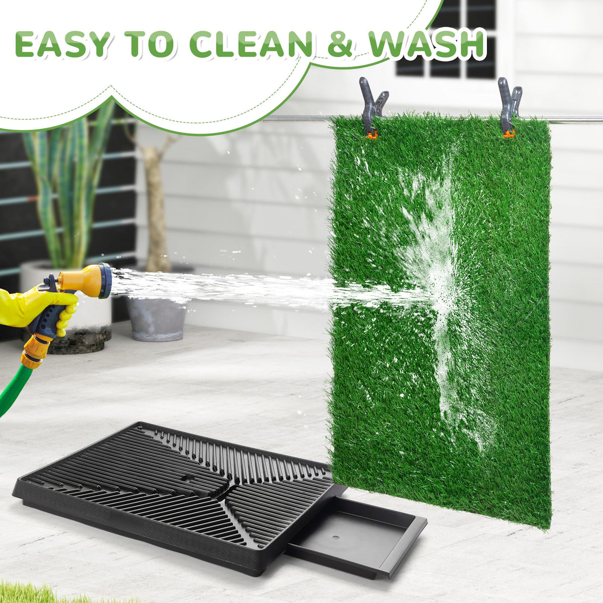 25"×20" Washable Dog Grass Pad with Tray M88875