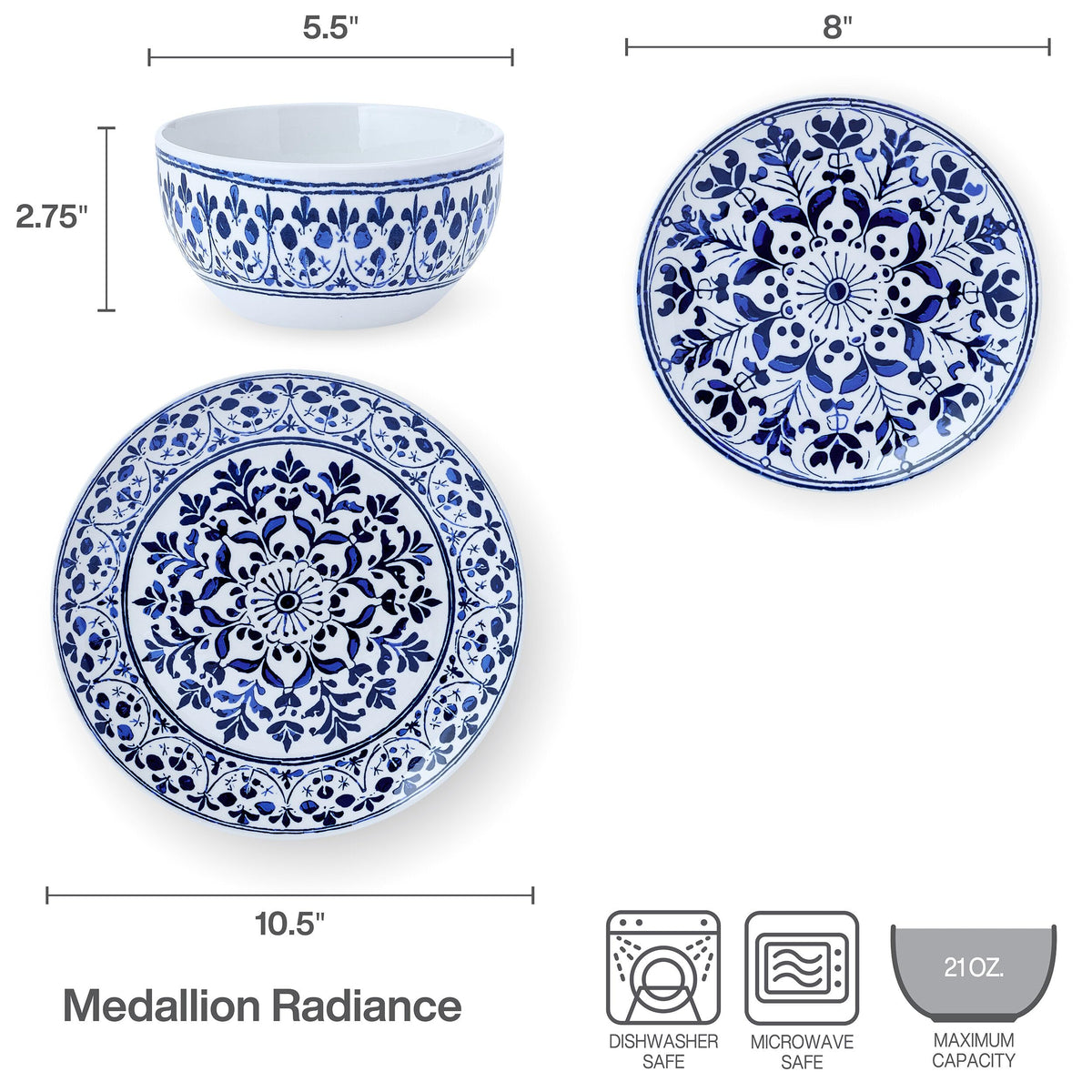 12 Piece Blue Stoneware Dinnerware Set R67054