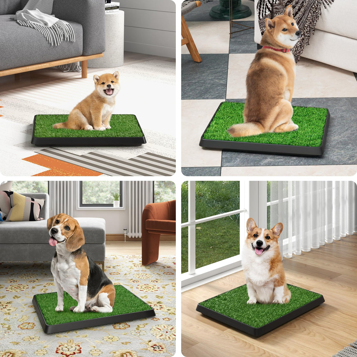 25"×20" Washable Dog Grass Pad with Tray M88875
