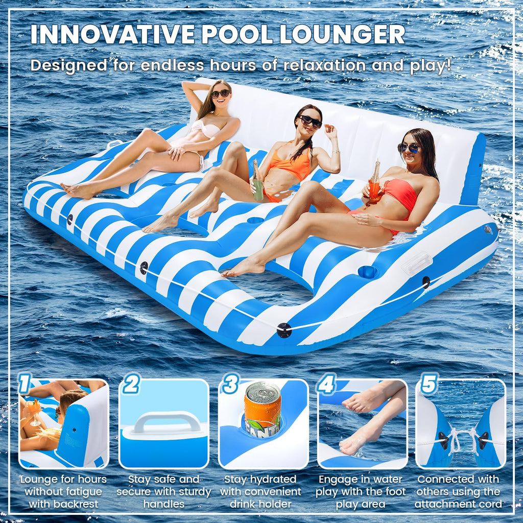 Inflatable Pool Lounger Float with Handles and Cup Phone Holder E735167