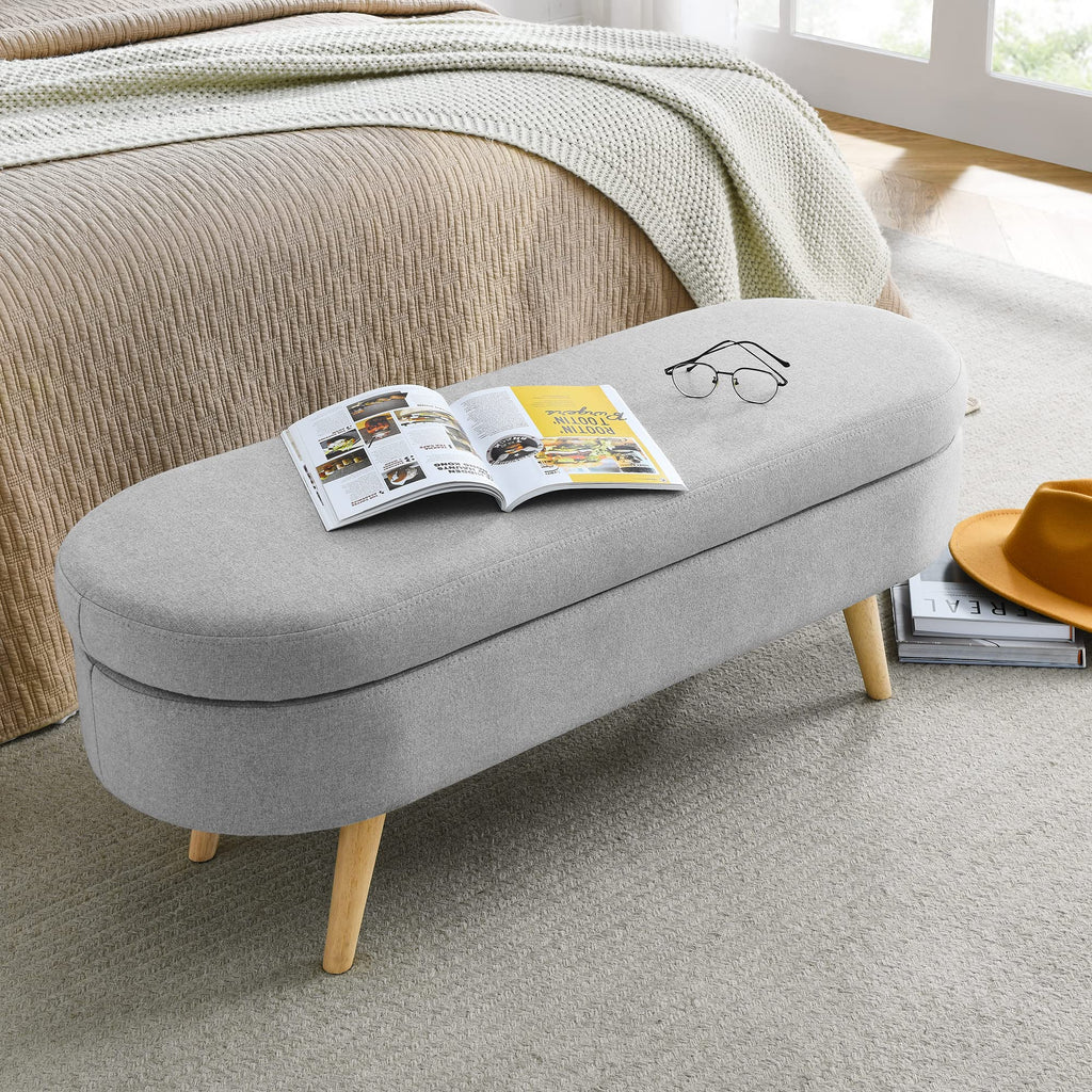 Oval Storage Bench with Rubber Wood Legs K167809