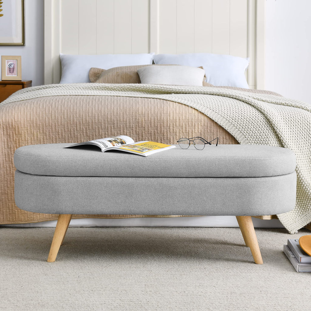 Oval Storage Bench with Rubber Wood Legs K167809